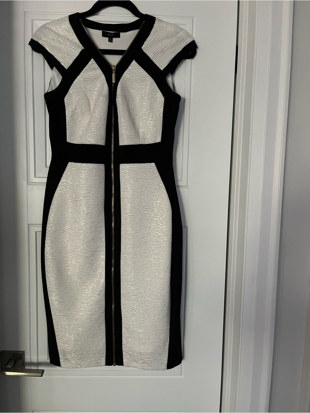 Jax Black and White Zip-Front Midi Dress